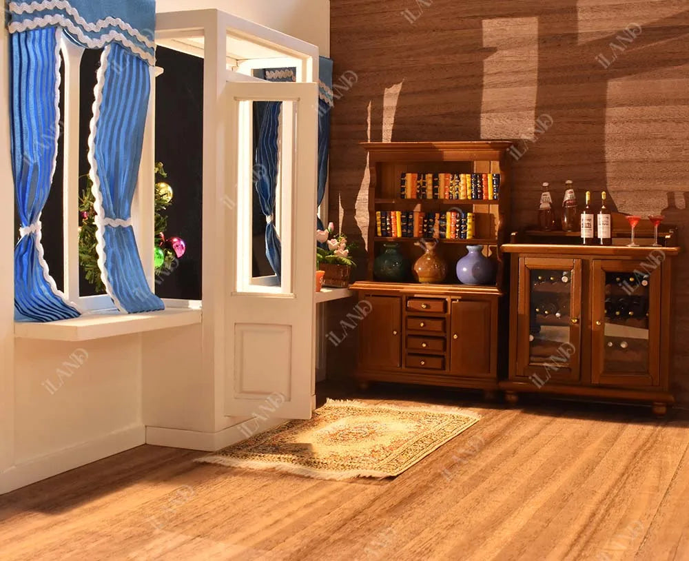 1:12 Scale Miniature Dollhouse Flooring 17x11 Inches 2Pcs Classic Walnut Wooden Plank Miniature Dollhouse Accessories