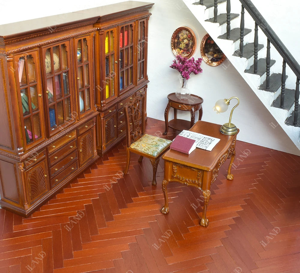 1:12 Scale Miniature Dollhouse Flooring 17x11 Inch 2 Pcs Gorgeous Mahogany Wooden Planks Miniature Furniture Accessories