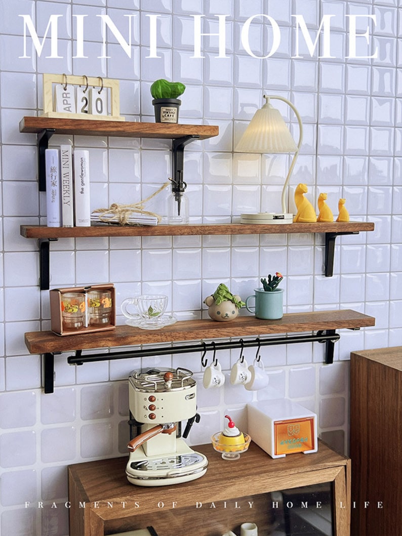 Estante de exhibición de pared en miniatura a escala 1:6, muebles para casa de muñecas BJD, Blythe, GSC, estante de almacenamiento de cocina, juguete en miniatura