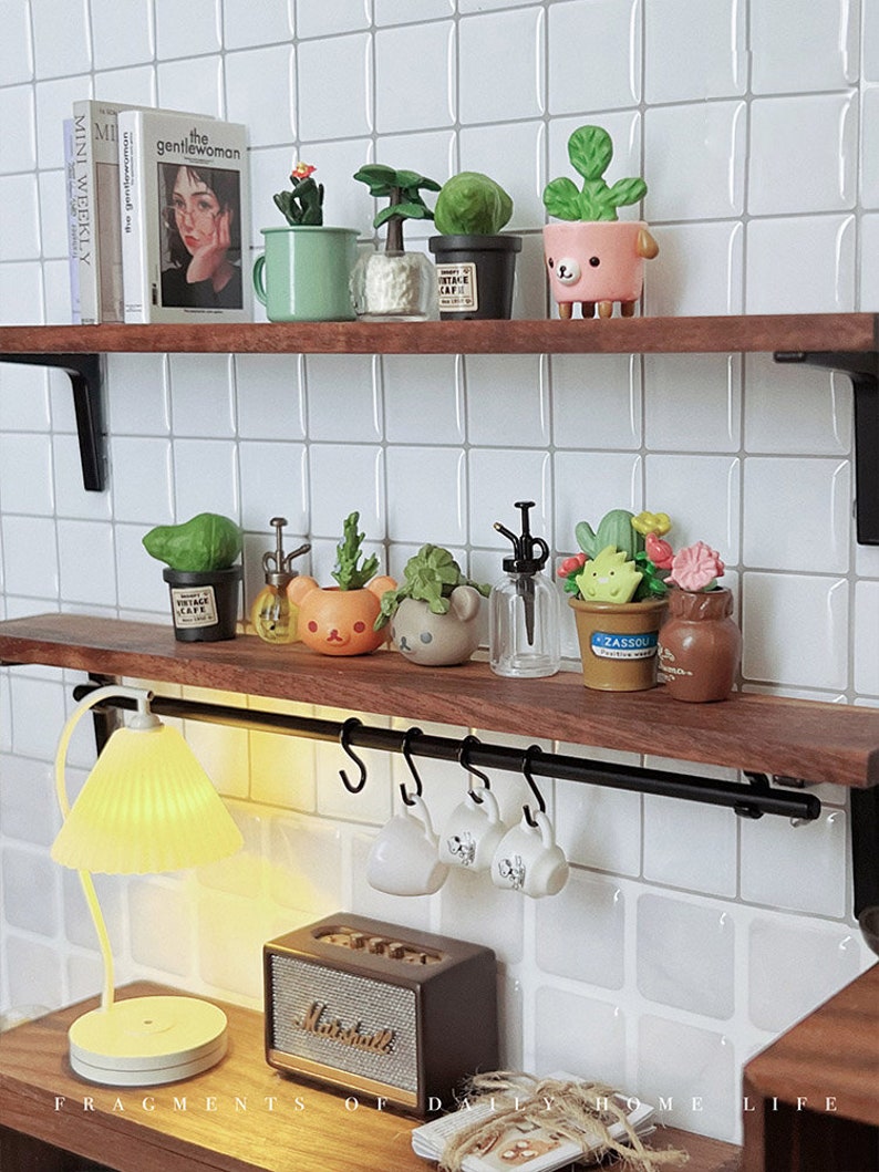Estante de exhibición de pared en miniatura a escala 1:6, muebles para casa de muñecas BJD, Blythe, GSC, estante de almacenamiento de cocina, juguete en miniatura