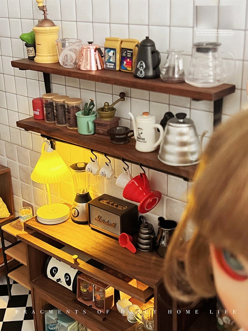 Estante de exhibición de pared en miniatura a escala 1:6, muebles para casa de muñecas BJD, Blythe, GSC, estante de almacenamiento de cocina, juguete en miniatura