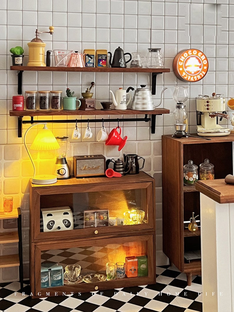 Estante de exhibición de pared en miniatura a escala 1:6, muebles para casa de muñecas BJD, Blythe, GSC, estante de almacenamiento de cocina, juguete en miniatura