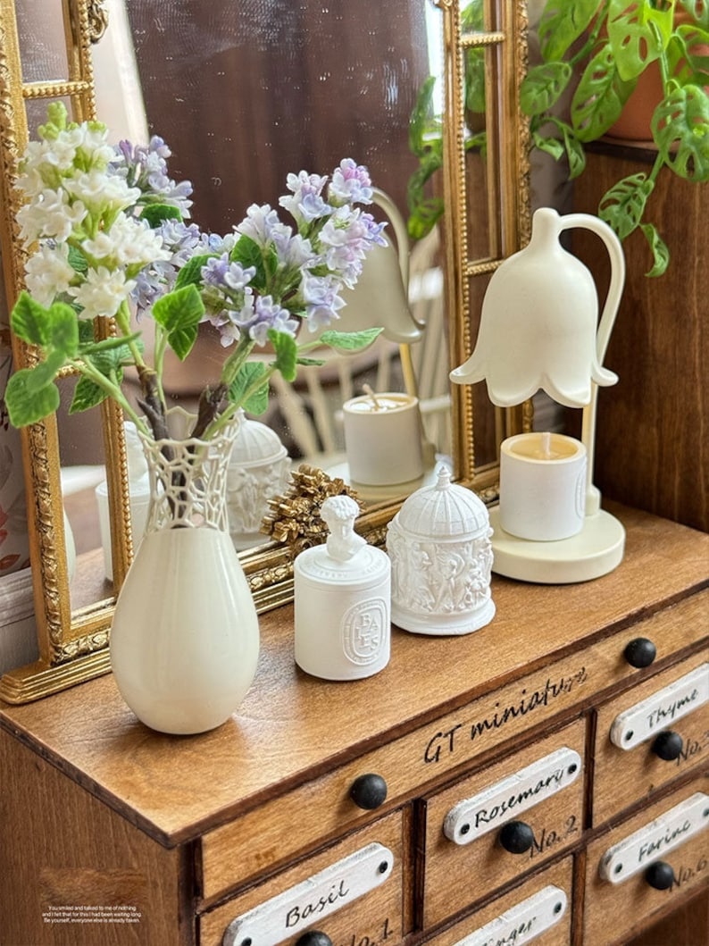 Ensemble de bougies d'aromathérapie miniatures, lampe de table et vase, accessoires de décoration pour maison de poupée, échelle 1:6, pour poupées BJD Blythe GSC