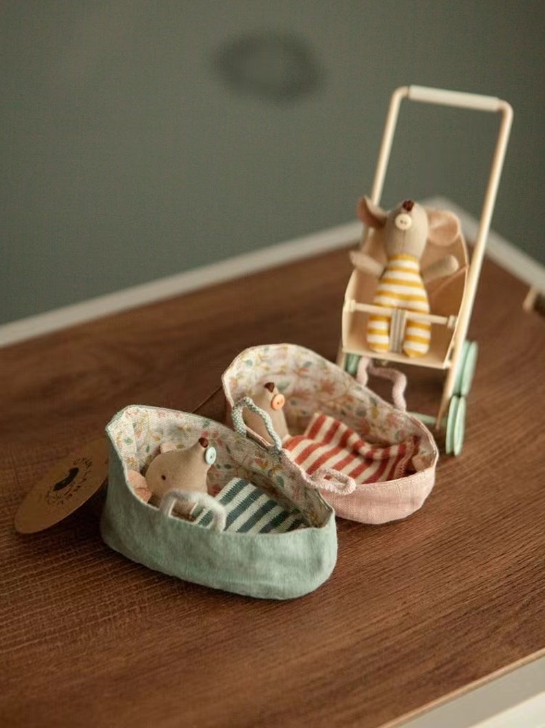 Panier de couchage miniature en lin à l'échelle 1:12, accessoire pour maison de poupée Blythe GSC BJD Little Mouse