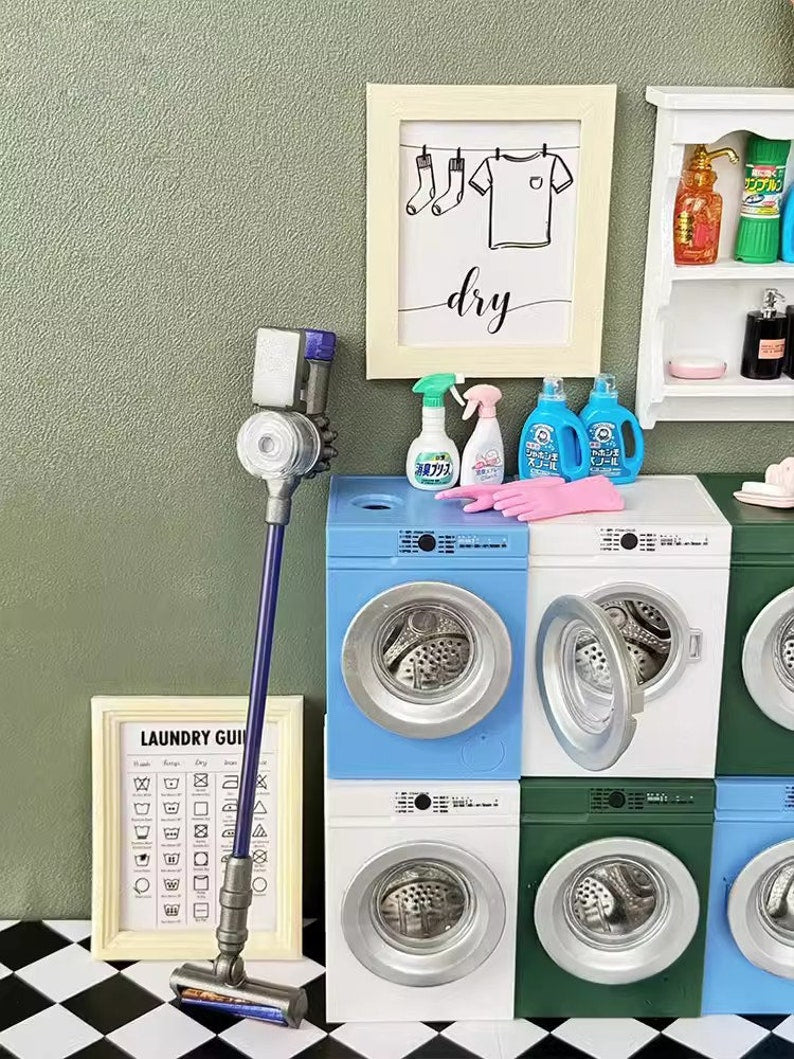 1:12 Scale Miniature Washing Machine & Water Dispenser Set - Dollhouse Appliances for BJD Blythe GSC Dolls