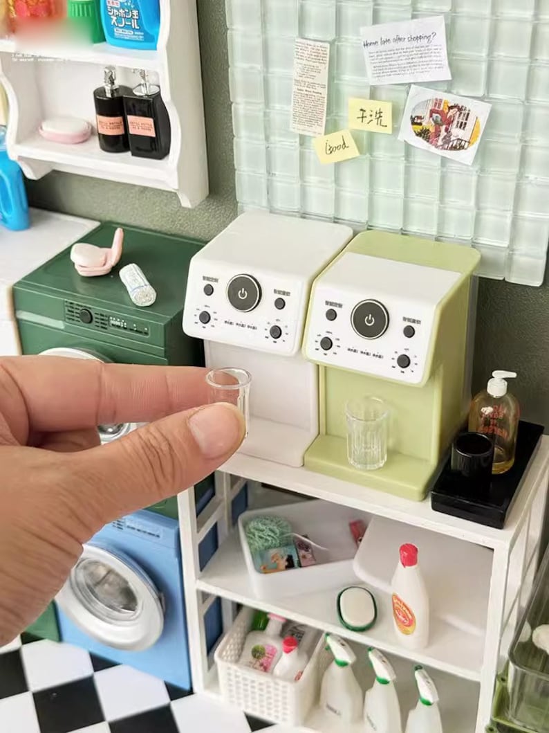 1:12 Scale Miniature Washing Machine & Water Dispenser Set - Dollhouse Appliances for BJD Blythe GSC Dolls