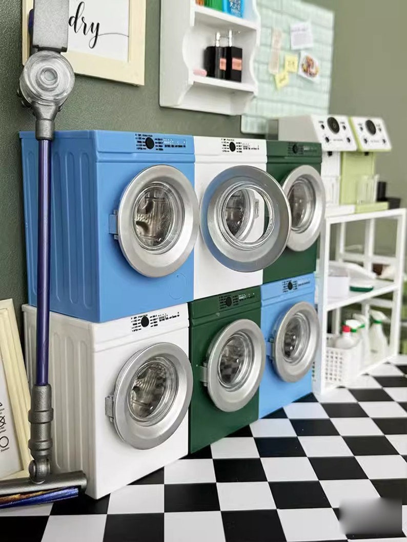 1:12 Scale Miniature Washing Machine & Water Dispenser Set - Dollhouse Appliances for BJD Blythe GSC Dolls