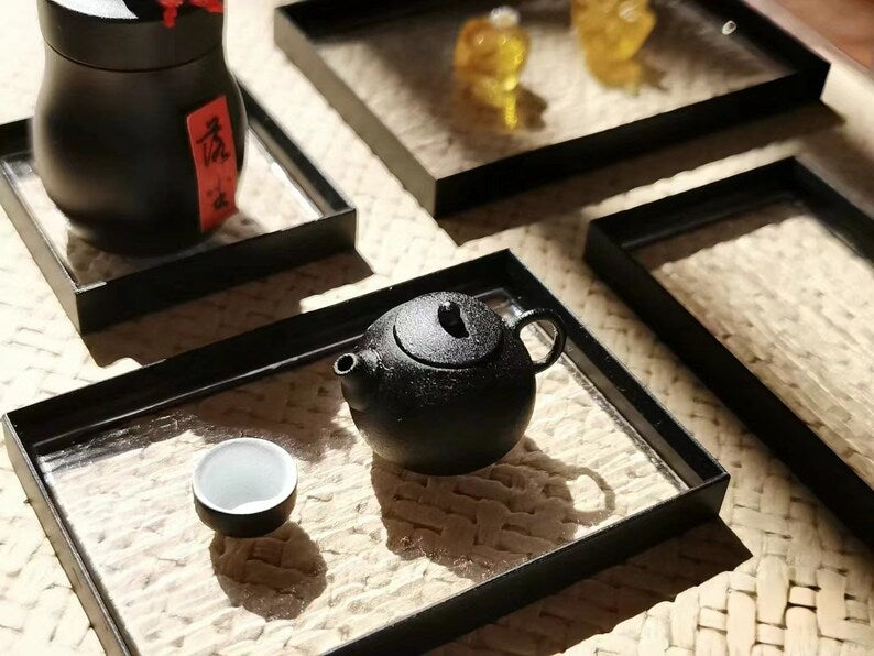 Juego de accesorios de cocina para casa de muñecas en miniatura a escala 1:6, 4 piezas de flores de begonia de simulación, bandejas de almacenamiento onduladas para BJD, Blythe y GSC.