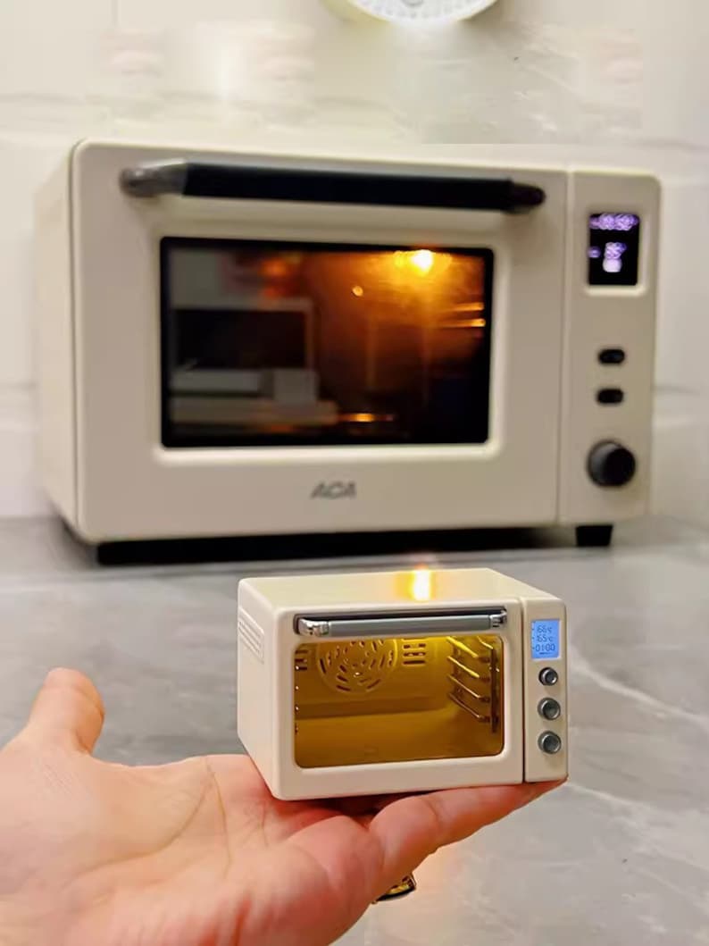 Horno eléctrico en miniatura a escala 1:6, electrodomésticos de cocina para casa de muñecas, muebles en miniatura BJD Blythe, juguetes de escritorio