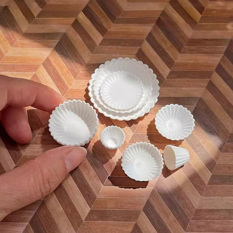 Juego de vajilla de cocina para casa de muñecas en miniatura a escala 1:6: 8 platos y cuencos para muñecas BJD, Blythe y GSC.