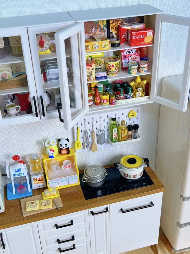 Armario de cocina en miniatura a escala 1:6, muebles para casa de muñecas, accesorios BJD Blythe, juguetes de modelos de escritorio