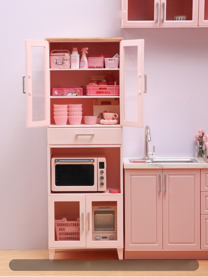 Aparador en miniatura a escala 1:6, mueble para casa de muñecas, modelo de exhibición de escritorio para muñecas BJD Blythe