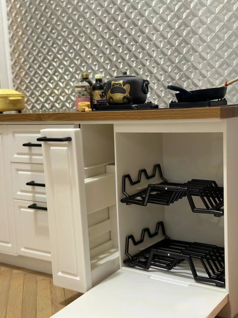 Armario de cocina en miniatura a escala 1:6, muebles para casa de muñecas, accesorios BJD Blythe, juguetes de modelos de escritorio