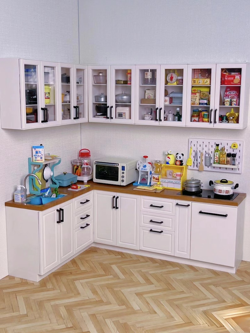 Armario de cocina en miniatura a escala 1:6, muebles para casa de muñecas, accesorios BJD Blythe, juguetes de modelos de escritorio