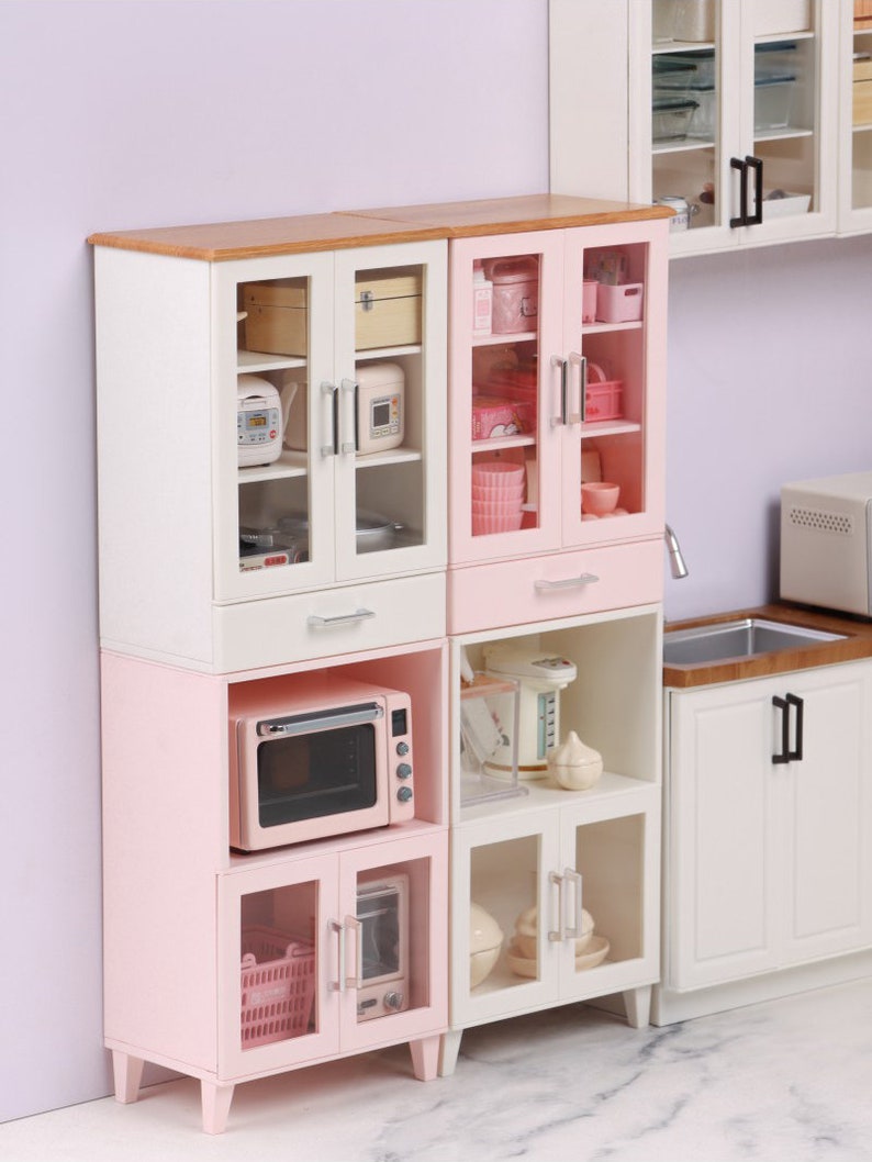 Aparador en miniatura a escala 1:6, mueble para casa de muñecas, modelo de exhibición de escritorio para muñecas BJD Blythe