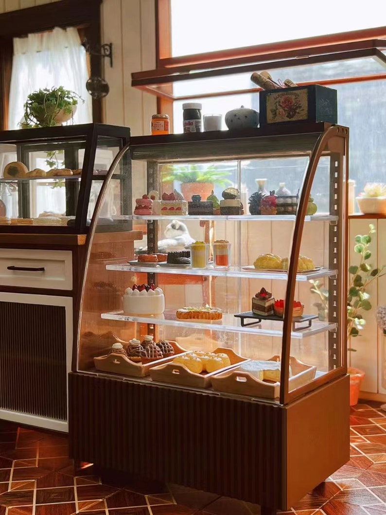 Mueble para tartas en miniatura a escala 1:6, para té de la tarde, postres, muebles de cocina para casa de muñecas, accesorios de almacenamiento en miniatura