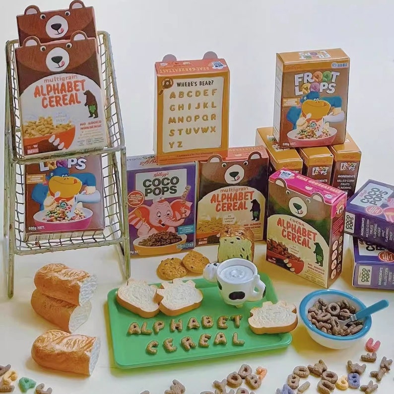 Anillos de cereal y galletas en miniatura a escala 1:6: accesorios de comida para casas de muñecas, ideales para juegos de cocina BJD y Blythe.