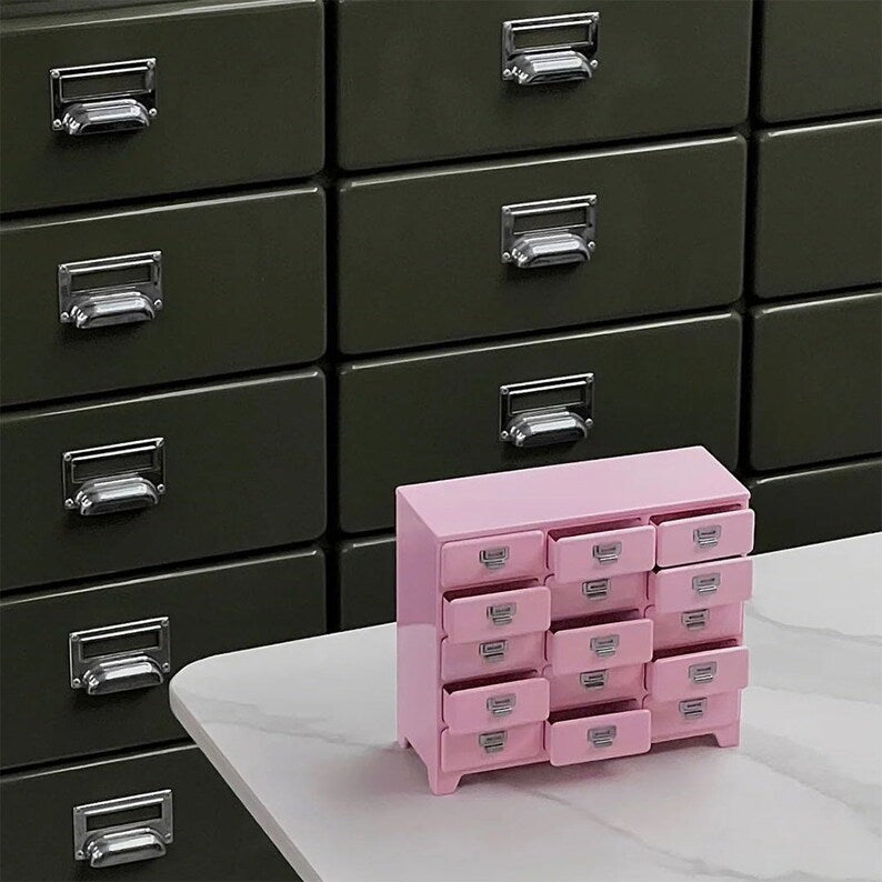 1:6 Scale Miniature Metal 15 Compartment Chest Of Drawers BJD Blythe Dollhouse Furniture Desktop Model Toy