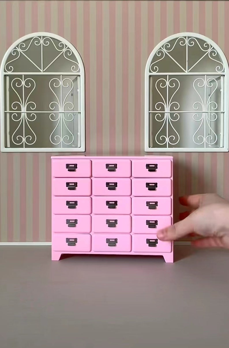 1:6 Scale Miniature Metal 15 Compartment Chest Of Drawers BJD Blythe Dollhouse Furniture Desktop Model Toy