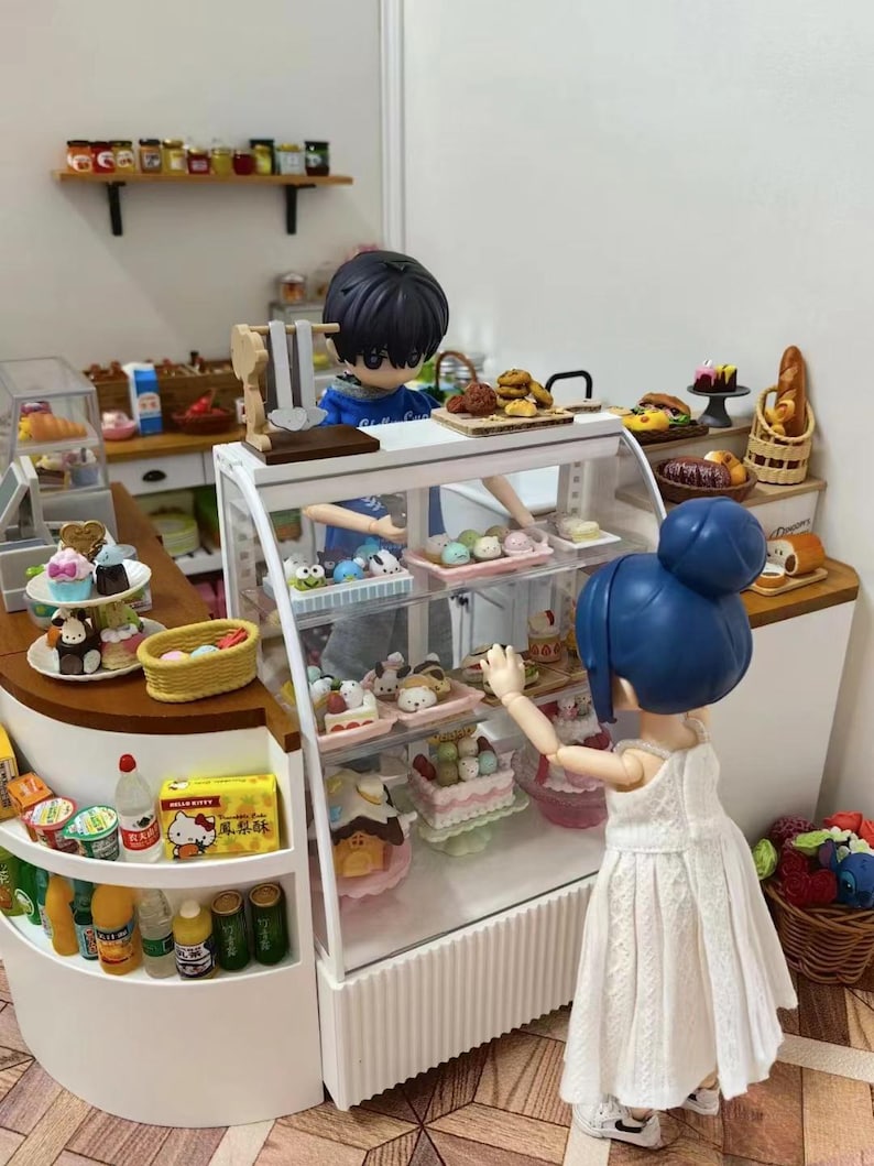 Mueble para tartas en miniatura a escala 1:6, para té de la tarde, postres, muebles de cocina para casa de muñecas, accesorios de almacenamiento en miniatura