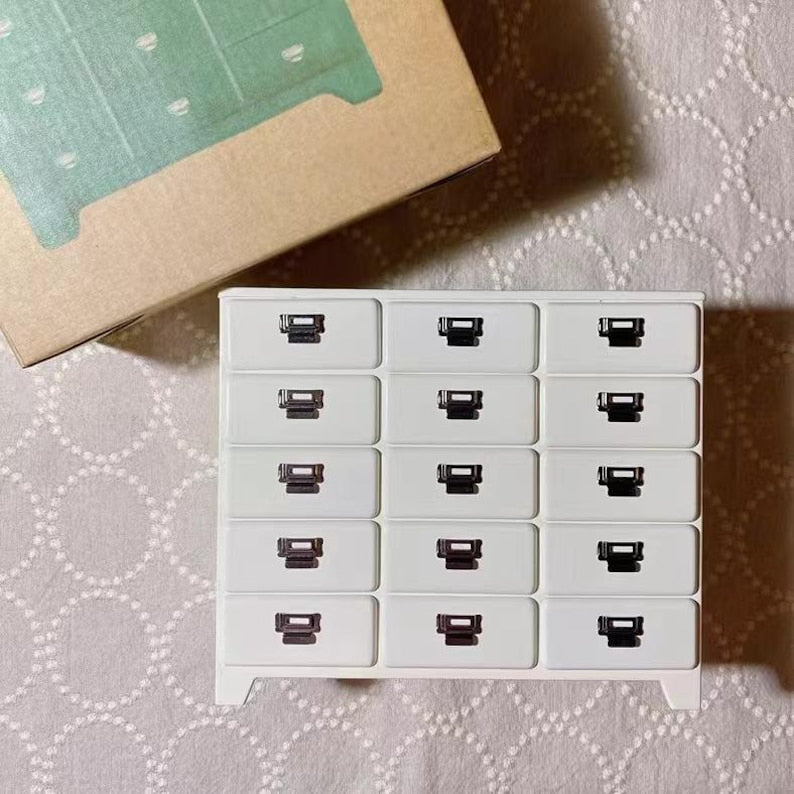 1:6 Scale Miniature Metal 15 Compartment Chest Of Drawers BJD Blythe Dollhouse Furniture Desktop Model Toy