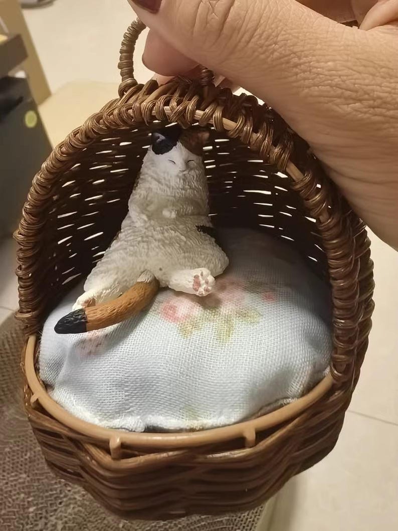 Casa de muñecas en miniatura a escala 1:6, nido para gatos tejido con enredaderas, comedero para mascotas, modelo BJD, Blythe, GSC, cesta de comida y juegos, accesorios, juguetes.