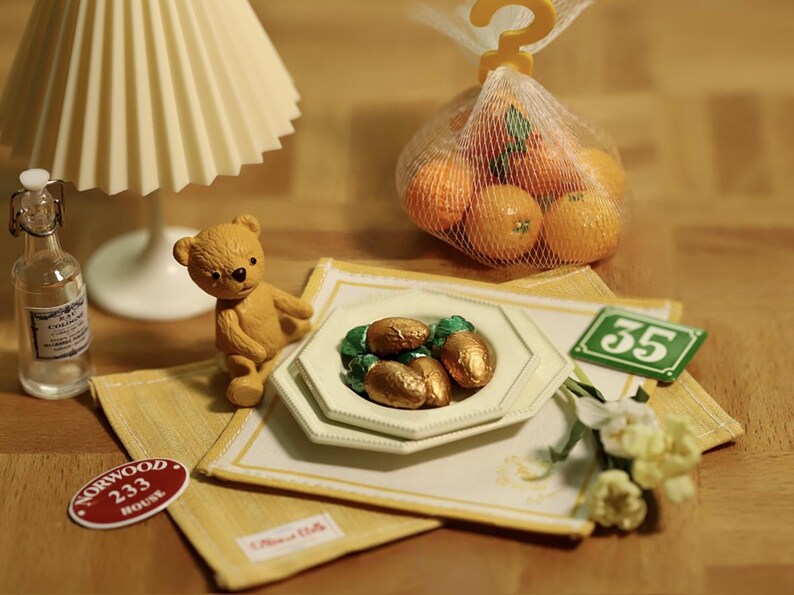 Set de 8 piezas de conejito de chocolate y zanahoria en miniatura a escala 1:6 para muñecas BJD, Blythe y GSC.