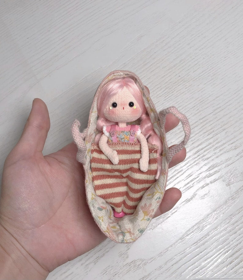 Panier de couchage miniature en lin à l'échelle 1:12, accessoire pour maison de poupée Blythe GSC BJD Little Mouse
