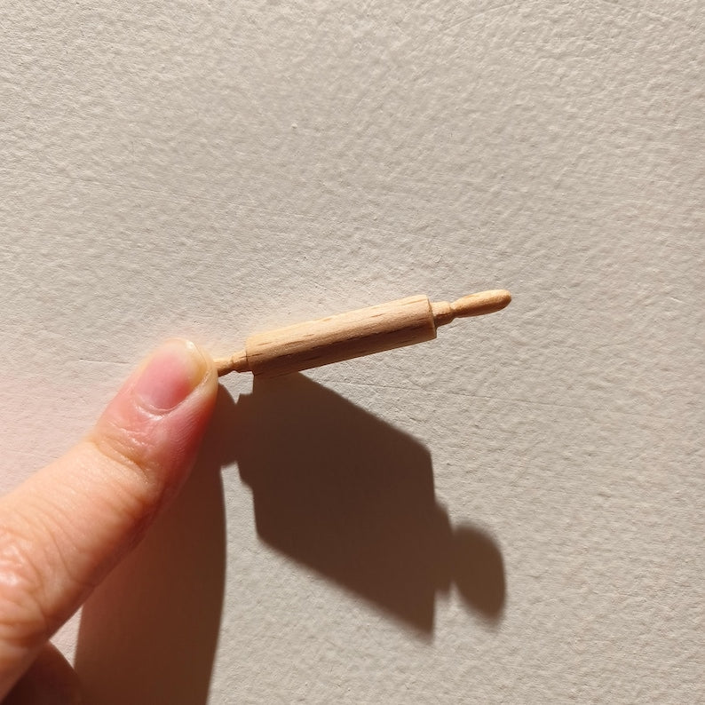 Accesorios de cocina en miniatura a escala 1:6, espátula, rodillo, ensaladera, muebles de casa de muñecas de madera maciza, modelo de escritorio BJD Blythe GSC