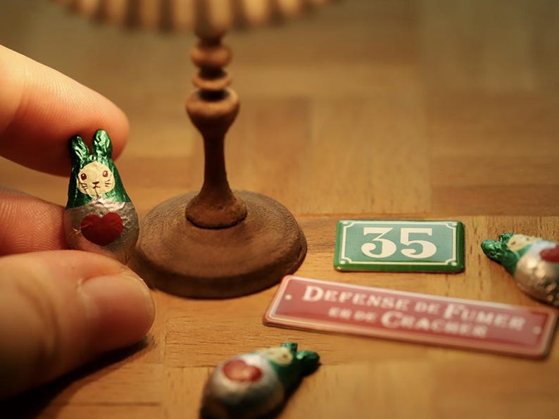 Set de 8 piezas de conejito de chocolate y zanahoria en miniatura a escala 1:6 para muñecas BJD, Blythe y GSC.