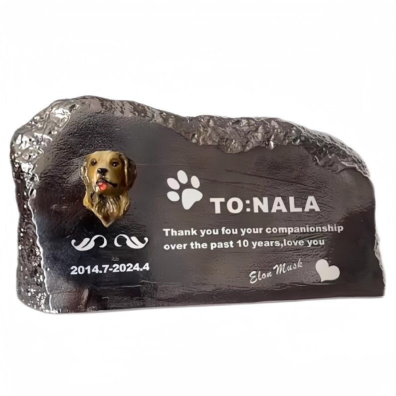 Piedra conmemorativa personalizada para mascotas con figura de pastor alemán - Marcador de tumba de perro personalizado