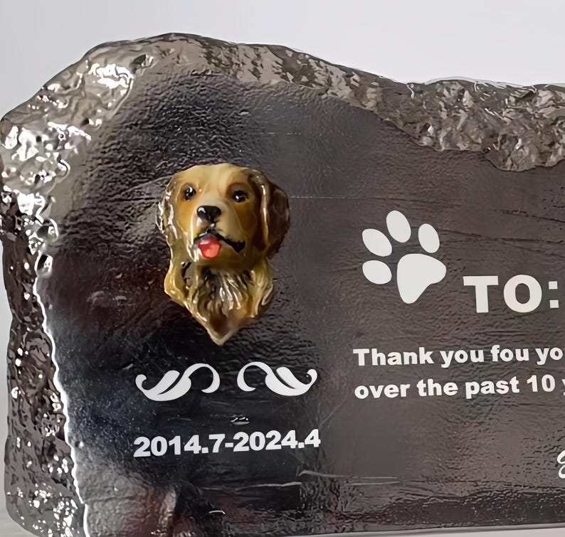 Piedra conmemorativa personalizada para mascotas con figura de pastor alemán - Marcador de tumba de perro personalizado