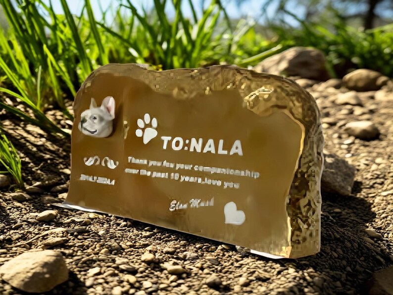 Piedra conmemorativa para mascotas con figura de pastor alemán: marcador de tumba personalizado para perros