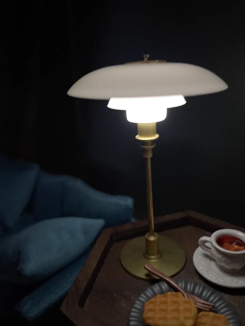 Lampe de table miniature PH à l'échelle 1:6, accessoire d'éclairage pour maison de poupée BJD Blythe avec lumière LED