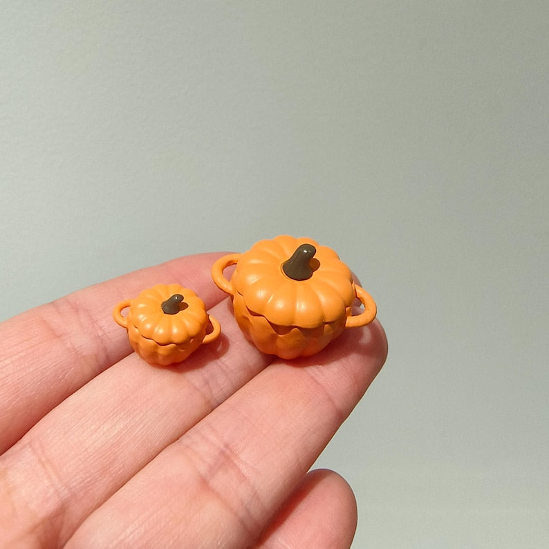 1:12 Scale Miniature Pumpkin Cookware Set 2PCS Alloy Mini Pots For Dollhouse BJD Blythe GSC Models