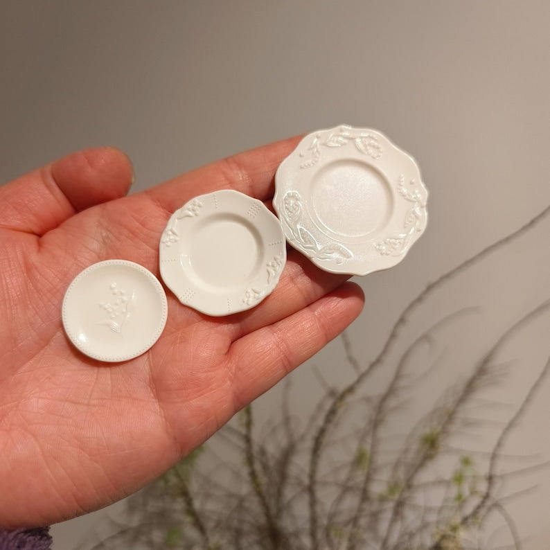 Ensemble de vaisselle miniature à l'échelle 1:6 avec assiettes et égouttoir, accessoires pour maison de poupée miniature pour poupées BJD Blythe GSC