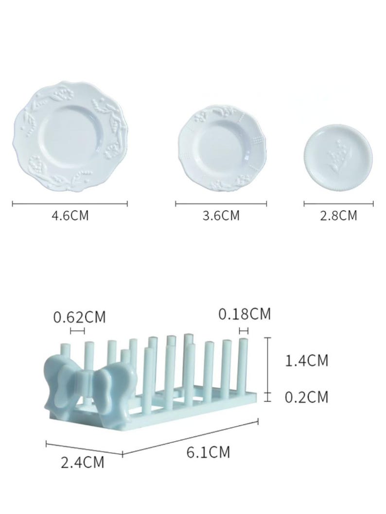 Ensemble de vaisselle miniature à l'échelle 1:6 avec assiettes et égouttoir, accessoires pour maison de poupée miniature pour poupées BJD Blythe GSC