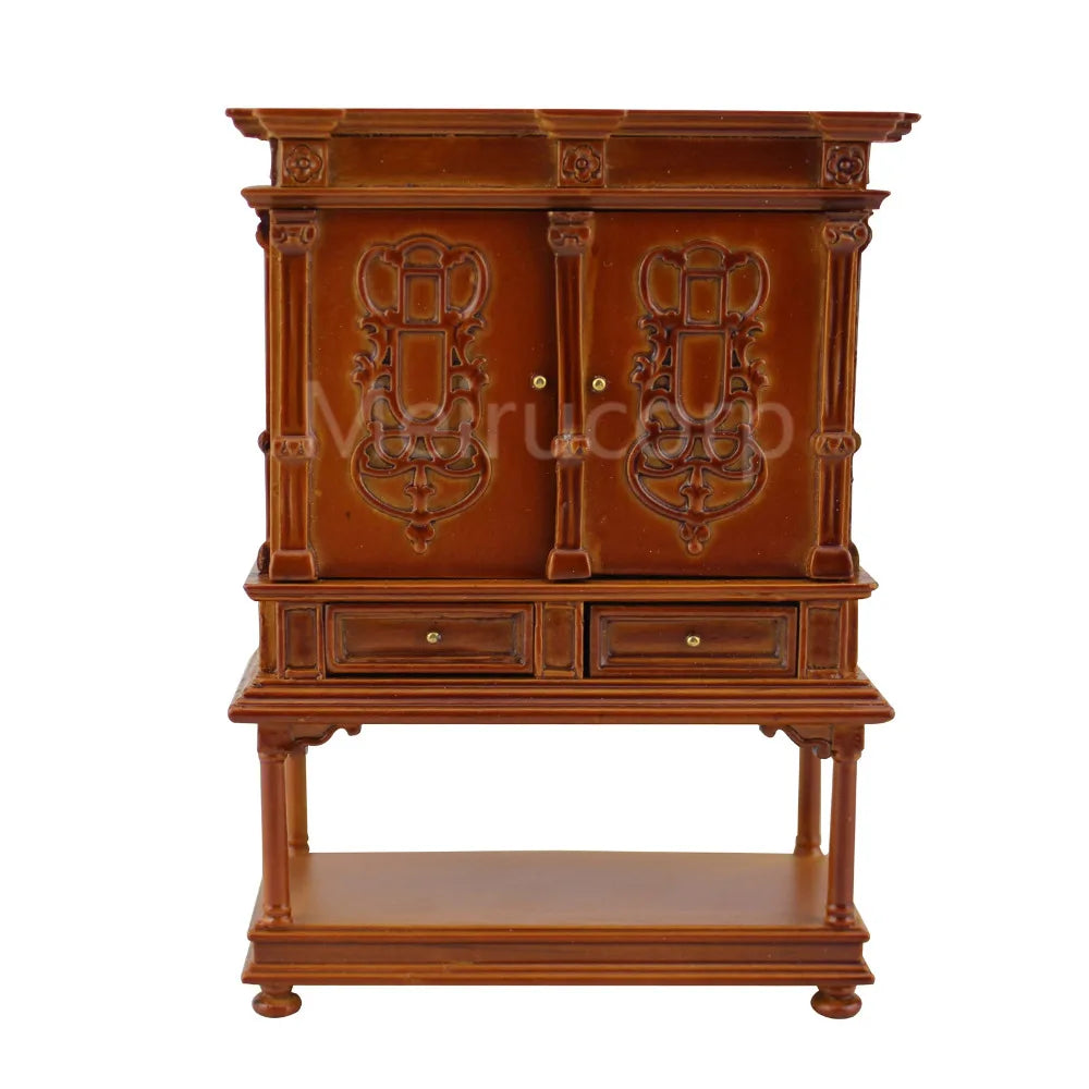 Mueble auxiliar de madera en miniatura a escala 1:12 | Muebles de casa de muñecas tallados a mano para coleccionistas