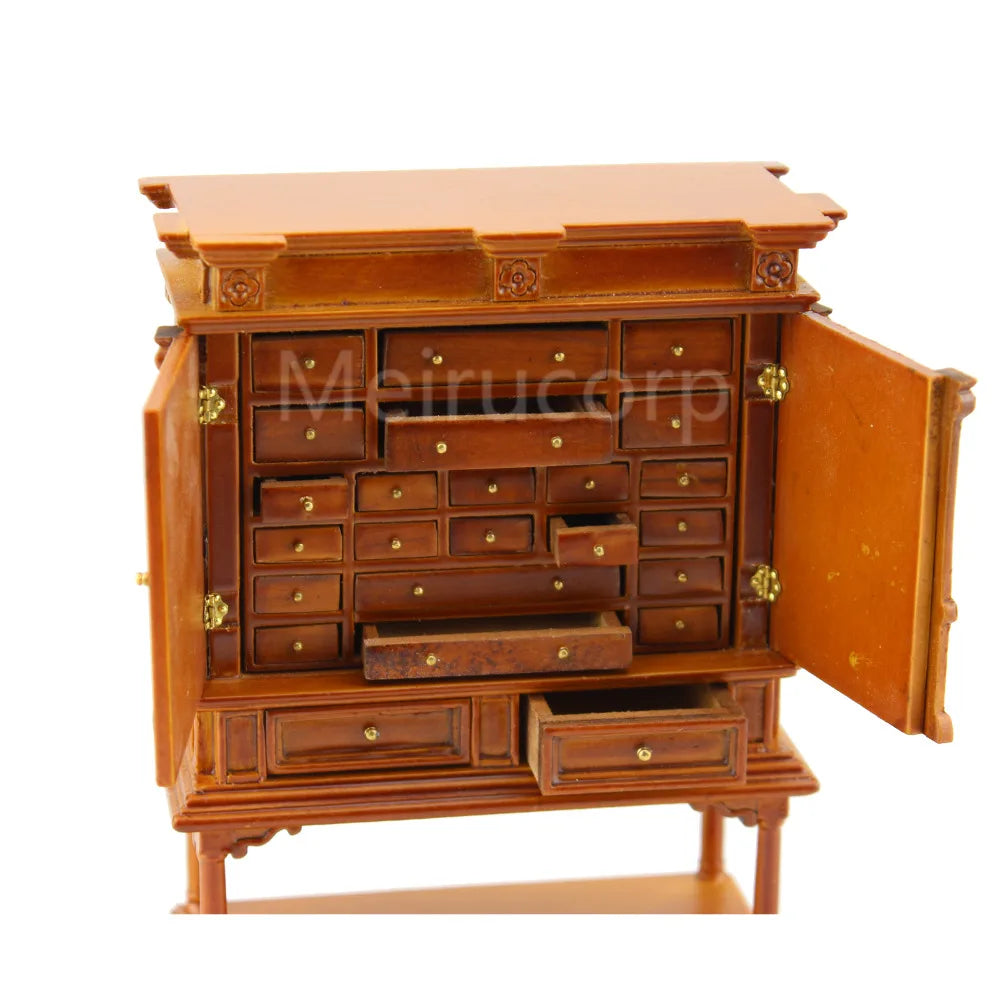 Mueble auxiliar de madera en miniatura a escala 1:12 | Muebles de casa de muñecas tallados a mano para coleccionistas