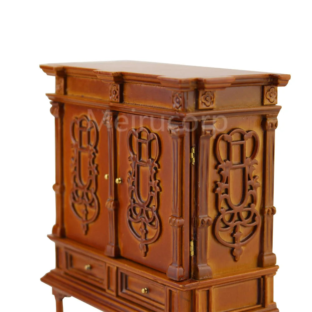 Mueble auxiliar de madera en miniatura a escala 1:12 | Muebles de casa de muñecas tallados a mano para coleccionistas