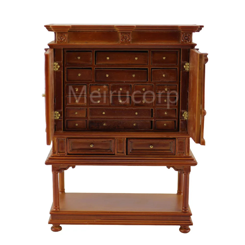 Mueble auxiliar de madera en miniatura a escala 1:12 | Muebles de casa de muñecas tallados a mano para coleccionistas