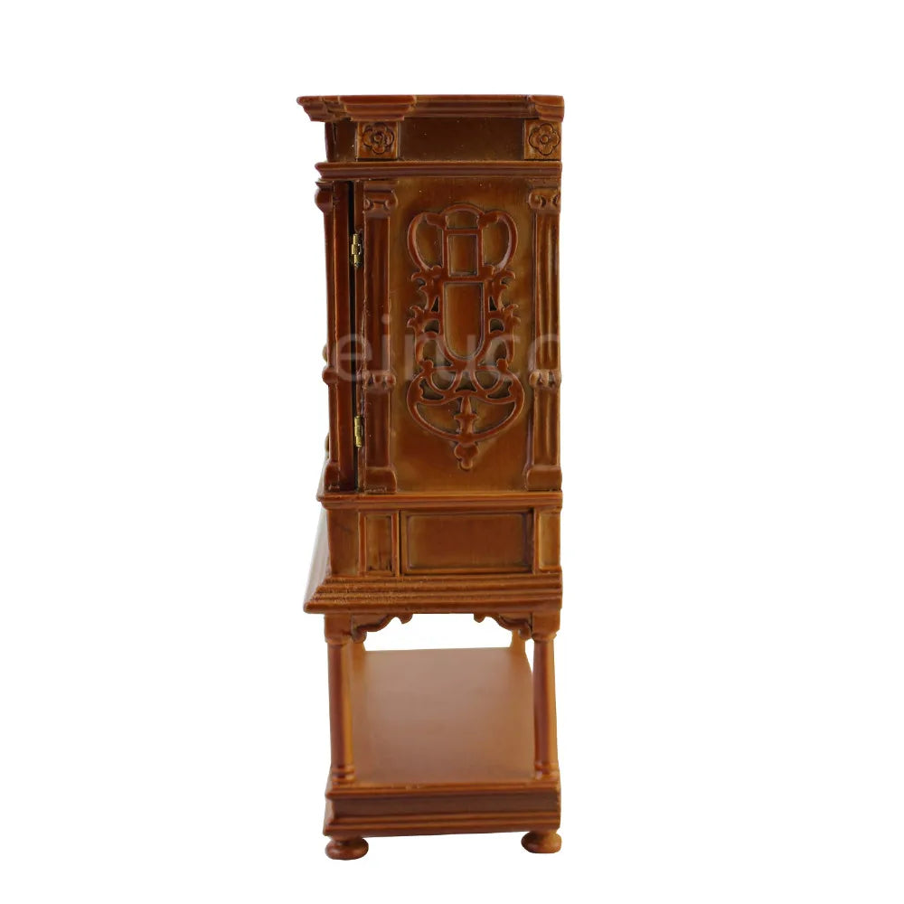 Mueble auxiliar de madera en miniatura a escala 1:12 | Muebles de casa de muñecas tallados a mano para coleccionistas