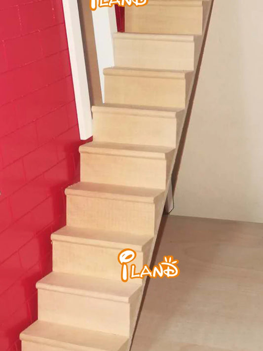 1:12 Scale Miniature Dollhouse Wooden Staircase Pre Assembled Doll House Accessory Furniture Model Toy