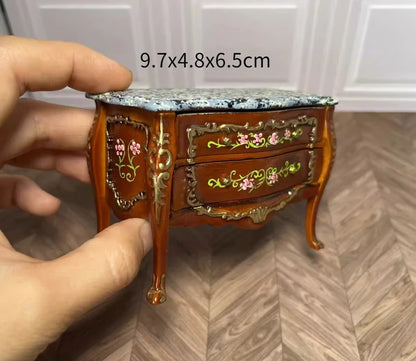 1:12 Scale European Style Miniature Dollhouse Furniture Set Carved Table Chair Computer Desk Office Scene Miniature Decor