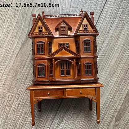 1:12 Scale European Style Miniature Dollhouse Furniture Set Carved Table Chair Computer Desk Office Scene Miniature Decor