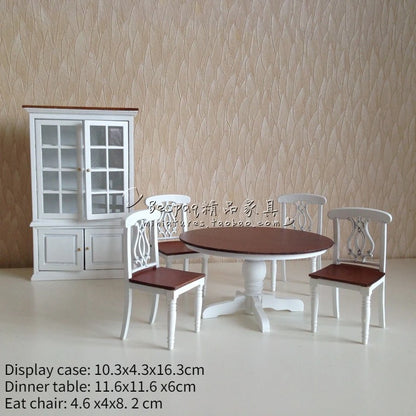 1:12 Scale European Style Miniature Dollhouse Furniture Set Carved Table Chair Computer Desk Office Scene Miniature Decor