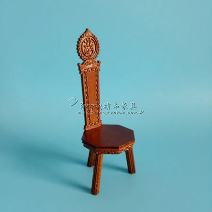 1:12 Scale European Style Miniature Dollhouse Furniture Set Carved Table Chair Computer Desk Office Scene Miniature Decor