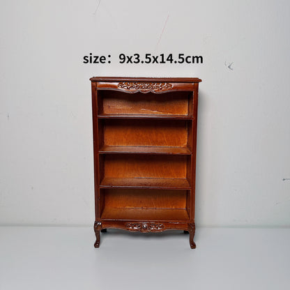 1:12 Scale European Style Miniature Dollhouse Furniture Set Carved Table Chair Computer Desk Office Scene Miniature Decor