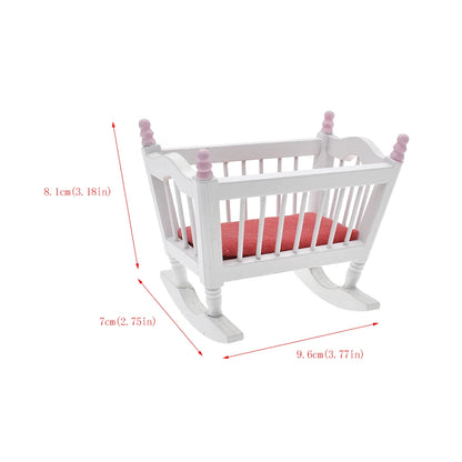 1:12 Scale Dollhouse Furniture Baby Doll Crib Nursery Bed Cabinet Rocking Horse Miniature Accessories For Tiny House