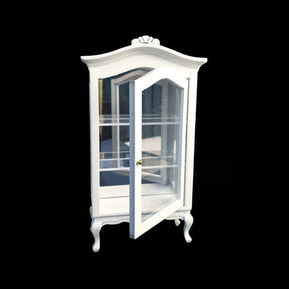1:12 Scale Miniature White Cabinet Display Cupboard Shelf Showcase Dollhouse Furniture Accessories